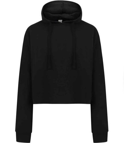 SF Ladies Cropped Slounge Hoodie - BLK - L